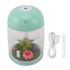 Micro Landscape Humidifier Cute Quiet 2 in 1 Ultrasonic Essential Oil Diffuser Humidifier for Bedroom Office Car Green