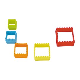 R&M International Square Cookie and Biscuit Cutters, Assorted Sizes, Bright Colors, 5-Piece Set