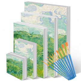 Juego de 10 Lienzos para Pintar,Bastidor De Algodón con 5 tamaños diferentes,10 Pinceles ara Pintura,100% algodón,Paneles de LienzoBastidor para Al Ol