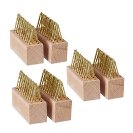Relaxdays Grout Brush, Set of 6, Weed & Moss Removal, Steel Bristles, Replacement Brushes, Garden & Patio, Natural/Gold