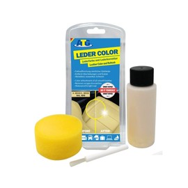 ATG LederColor Hellbeige RAL 1015 Leder aufbereiter, Lederfarbe, entfernt Kratzer auf Ledercouch, Leder Reparatur Set Sofa mit Schwamm und Pinsel
