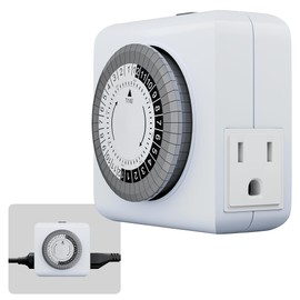 Indoor Mechanical Outlet Timer, 3 Prong Plug in Electrical Timers, Indoor Lights Timer with 2 Grounded Outlets for Aquariums, Grow Lights, ETL Listed