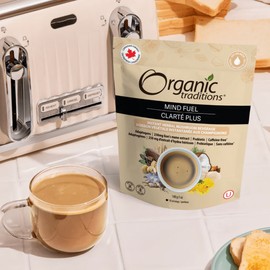 Organic Traditions Mind Fuel, 250mg Lion's Main Extract, Caffeine Free Coffee Alternative with Prebiotic and Adaptogens, 140g, 140g / Coffee