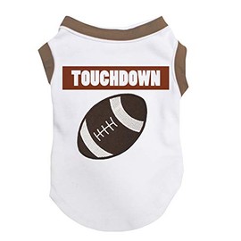 Petitebella Touchdown Football Puppy Dog Shirt (White, Large)
