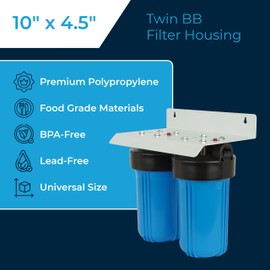 SpiroPure 2 Stage Water Filter Housing Twin 10" / 10x4.5/10 inch BB 2 Filter Housing