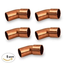 (Pack of 5) HVAC Wrot Copper Street 45 Degree Elbow, 7/8 in. x 7/8 in. OD, 3/4 in Nominal, FTG x C - W03334