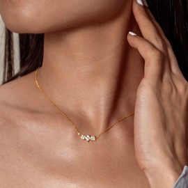 CZ Flower Necklace S925 Sterling Silver Necklace Lucky Four Clover Necklaces for Women Simulated Diamond Cluster Flower Petal Pendant Necklace for Wedding Bridesmaid Jewelry Gifts (Gold, CZ Flower)