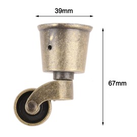 dophee 4Pcs Vintage Bronze Swivel Round Cup Caster, Universal Metal Pulley Wheel Swivel Wheel Caster for Chair Table Sofa Cabinet Furniture Hardware
