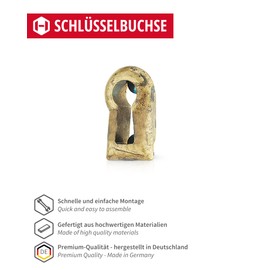 Gedotec Key Bush Brass Key Plate Antique for Plate Attachment - H7415 | Brass Brown Rubed | Key Rosette for Inlet | 1 Piece - Cover for Furniture Cabinets