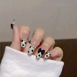 XUZOO Nail Tip, 3D False Nail, Cute, Stylish, Popular, Simple, Bridal Nail Tip, Wedding, Crystal, Pearl, Butterfly, Flower, 3D Nail Tip, Short, Long, Hand Nail Tip, Nail Sticker, Nail Tool, Double