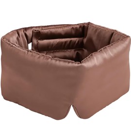 BYDT Silk Sleep Mask Soft Pressureless: 100% Mulberry Silk for Eye Skin Anti Wrinkles, Large Size for Total Blackout, Adjustable Wide Velcro Ear Cover Coffee