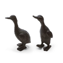 BOOMLATU Heavy Duty Cast Iron Duck Statue,Small Cute Duck Statuary Ducks Decor for Garden Figure Home Decoration Pack of 2