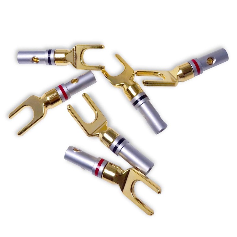 Cleqee 4pcs 24K Gold Plated Speaker Plug Y Plug Y