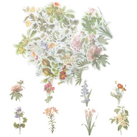 SZXMDKH 60pcs Plant Flowers Scrapbook Sticker Set, Large Design DIY Decorative Sticker Collection for Scrapbooking, Art, DIY Crafts, Bullet Journals (Blooming Flowers), tzhc001