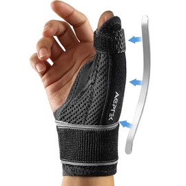 AGPTEK Muñequera Pulgar Derecho e Izquierdo con Soporte Desmontable, Férula Pulgar para Rizartrosis, Alivia el Dolor de Tenosinovitis Radial y del Dedo en Resorte, L (17-20cm)