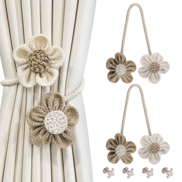UFURMATE Sunflower Curtain Tiebacks, 2Pcs Drape Rope Ties Boho Style