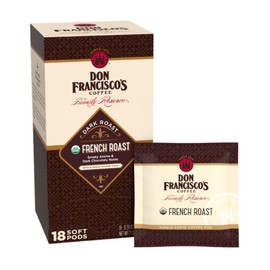 Don Francisco's Organic French Dark Roast Coffee Brewco Compatible Soft Pods, Dark & Smoky, 18 Count