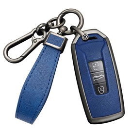 HIBEYO Keyless Car Key Case Fits VW Touareg Key Case Protective Cover for Volkswagen Touareg 2018 2019 2020 2021 2022 2023 Protective Bag Key Bag Ring Black Blue