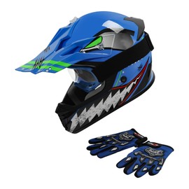 SLMOTO DOT Kids Youth Dirt Bike Helmet Multiple Air Vents ATV 4 Wheels Motocross Full Face Off Road Motorbike BMX Mountain Bike Helmet Blue Star Medium