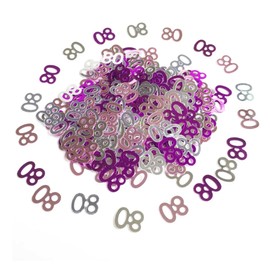 14g Pink & Silver 80th Birthday Confetti Foil Metallic Glitz Table Scatter Sprinkles Age Bday Party Decorations