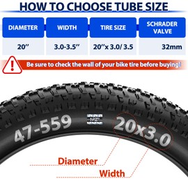 1PZ FR2-FT8 Bicycle Inner Tubes with Two Disassembly Tires Replacement for 20 x 3.0 20 x 3.30 20 x 3.5 Fat Bike Electric Bicycle Mountain Bike