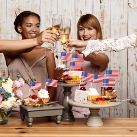 Pack of 100 Germany Flag Small, Germany Flag Toothpick with Flag, German Decorative Flag, Small Mini Cocktail Flags, Cupcake Toppers Stick (America Flag Toothpick, One Size)