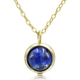 MISS RIGHT Dainty Gold Chain Healing Crystal Ball Bead Necklace for Women Men, Blue Lapis Lazuli Chakra Gemstone Pendant Choker Necklace