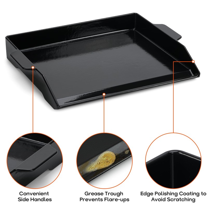 Onlyfire Universal Enamelled Cast Iron Cooking Griddle, Nonstick Coating Griddle