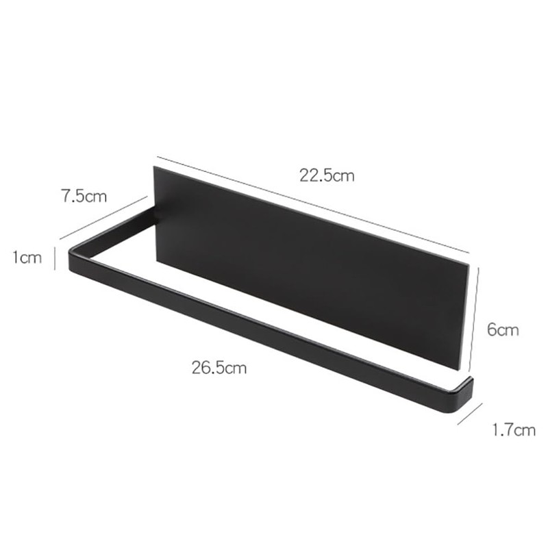 Black Paper Towel Holder, Self-Adhesive Kitchen Roll Dispenser Under Cabinet,