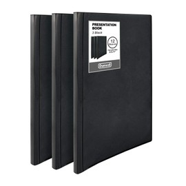 Dunwell Binders with Plastic Sleeves 12-Pocket - (3 Pack, Black) Presentation Books 8.5x11, Portfolio Folders with 8.5 x 11 Sheet Protectors, Each Displays 24 Pages Letter Size Documents, Kids Art