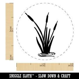Unbranded Cattails in Water Rubber Stamp for Stamping Crafting Planners - 1/2 Inch Mini