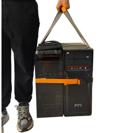 Storbuffs Computer Desktop Tower Easy Carrying Straps, Easily Transport System,Adjustable Strap Fit 1 to 2 PC Chassis,1 Inch Width 2mm Thickness Cotton Webbing,Gray and Orange