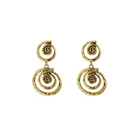 Boho Round Spiral Swirl Dangle Drop Earrings for Women Gold/Silver Plated Vintage Geometric Circle Hollow out Statement Dangling Hypoallergenic Studs Bohemian Everyday Fashion Jewelry, 2.0 Inches X