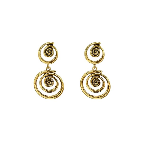 Boho Round Spiral Swirl Dangle Drop Earrings for Women Gold/Silver