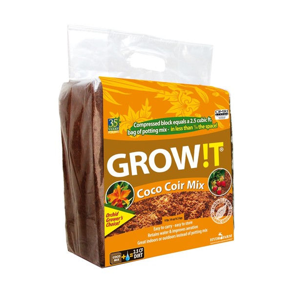 GROW!T JSCCM25 - Coco Coir Planting Chips (9 LBs), Block - Promotes Root Growth for flowers, Vegetables, herbs and much more, Perfect for indoor or outdoor usage, Ideal for hydroponics systems