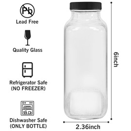 Garandad 12 oz Glass bottles with lids，Reusable glass juice bottle,Comes with label stickers and sponge brush, pack of 12