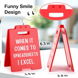 Funny Mini Excel Spreadsheet Desk Sign – Red Office Desk Decor Gifts for Coworker Accountant Data Analyst Admin Assistant Finance Boss, Christmas White Elephant Gag Gifts Work Humor Cubicle Decor Sign