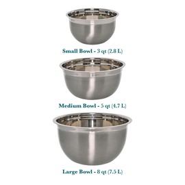 Chicago Metallic Stainless Steel Bowls, Versatile Nesting Mixing Bowls for Every Kitchen Task, Set of 3