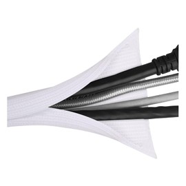 Aieve Cable Organizer, 6.6ft(2M) Self-Wrap Cable Sleeve, White, Braided, 1/2 inch Inside Diameter, Office & Home, 6.6 feet