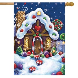 Sugar and Spice Christmas House Flag Gum Drops Peppermint 28"x40" Briarwood Lane