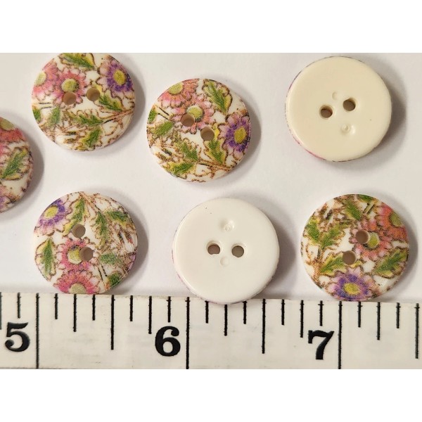 VINTAGE BUTTONS SET OF 10 FLOWERS DESIGN TUZ3533