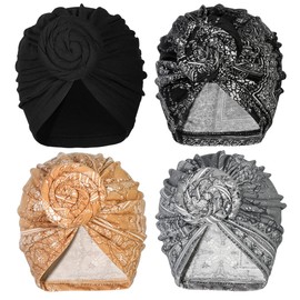 African Turban Head Wraps for Women - Pre Tied Knot Beanie Paisley Print Bonnet Hat Boho Hair Wrap for Black Womens