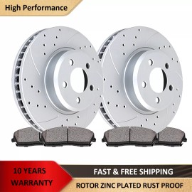 AutopartsMAXonline Drilled Front Brake Rotors and Pads for Dodge Charger Challenger Magnum Brakes
