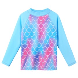 ZNYUNE 3 to 12 Years Girls Two Pieces Swimsuits UPF 50 Beachwear Top Shorts with Drawstring Summer Swimwears Pool Party Bathing Wetsuits Blue Pink Cute Pattern Swim Sets S361 ScaleBlue 14A