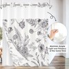 Culudea No Hook Floral Black White Shower Curtain with Snap