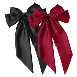 CORHAD 2pcs Bows for Women and Oversized Ribbon Bow Clips with Elegant Draped Design Stylish Hair Accessories for Everyday Wear and Special Occasions
