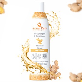 Aroma Paws Dog Shampoo and Conditioner - Aromatic Tearless Shampoo for Cleansing, Grooming, and Conditioning - Moisturizing Anti Itch Shampoo for Dogs and Puppies - Mandarin Ginger 13.5 oz.
