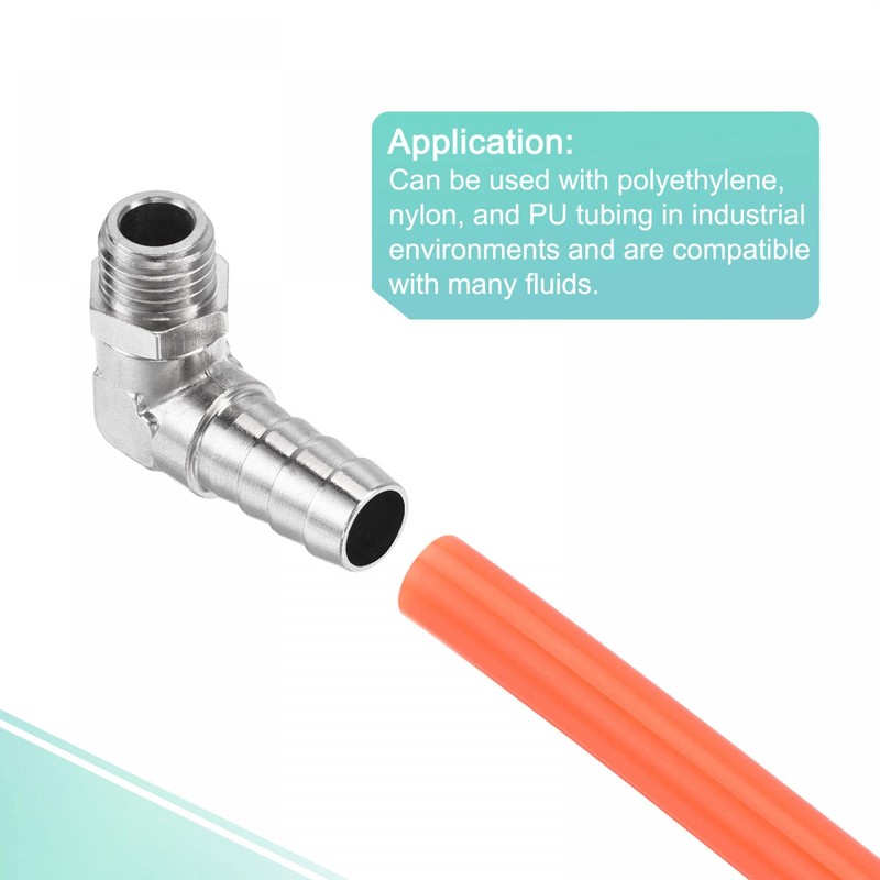 sourcing map Nickel-Plated Copper Hose Barb Fitting Elbow 10mm Barbed