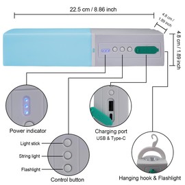 Multifunctional Camping String Lights, Colorful Glow Stick, Lighting Flashlight, 33ft Light with Lantern, Waterproof Rechargeable 3600mAh for Outdoor, Hiking Climbing, Outdoor Decorative String Lights