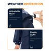 Womens Long Hooded Rain Jacket Waterproof Lightweight Raincoat Windbreaker Navy